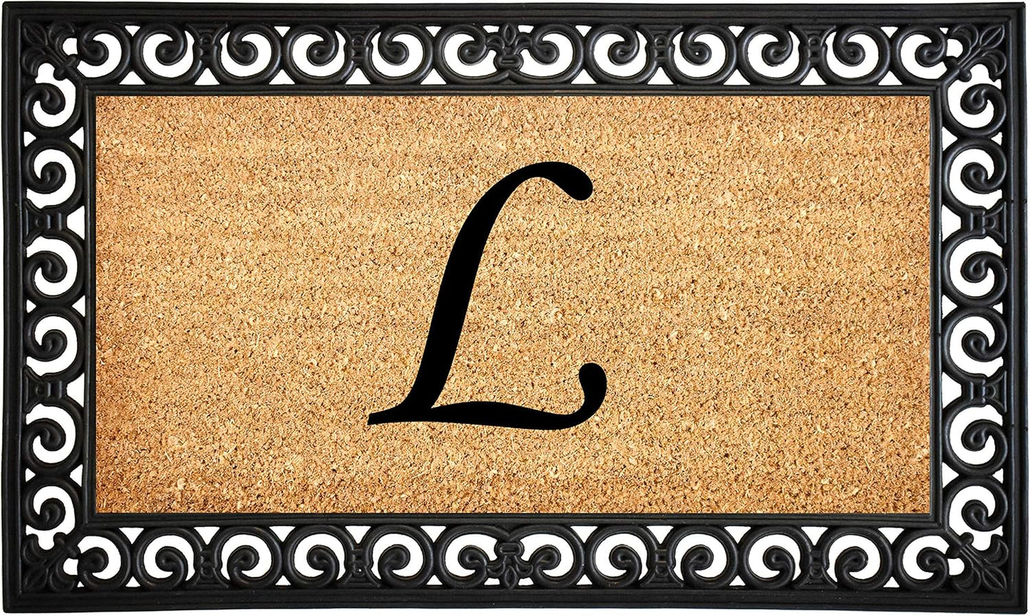 Felpudo 24x36" natural/negro con monograma