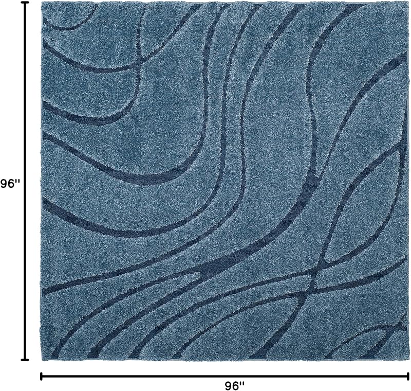 Alfombra área 8' cuadrada azul claro 1.2" grosor