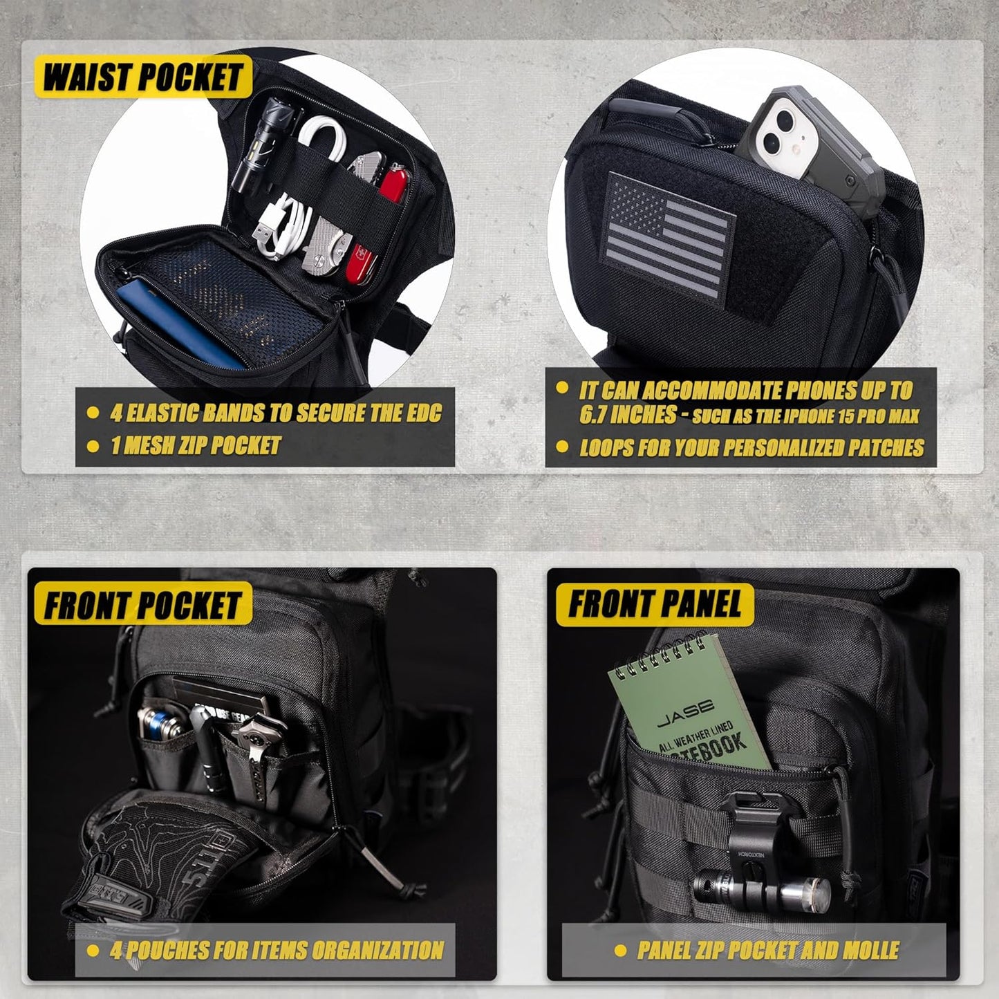 Bolsa táctica Molle Pack para motocicleta ciclismo caza