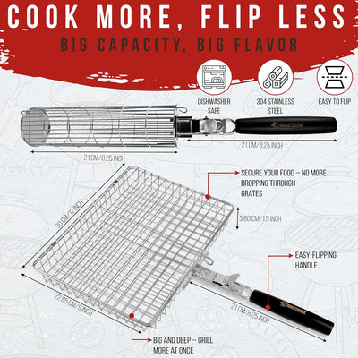 Juego cestas barbacoa acero inox 304 para carne pescado