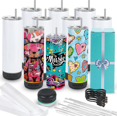 Pack 10 Vasos Sublimación 20oz + 24 Vasos 3oz Con Popote Tapa