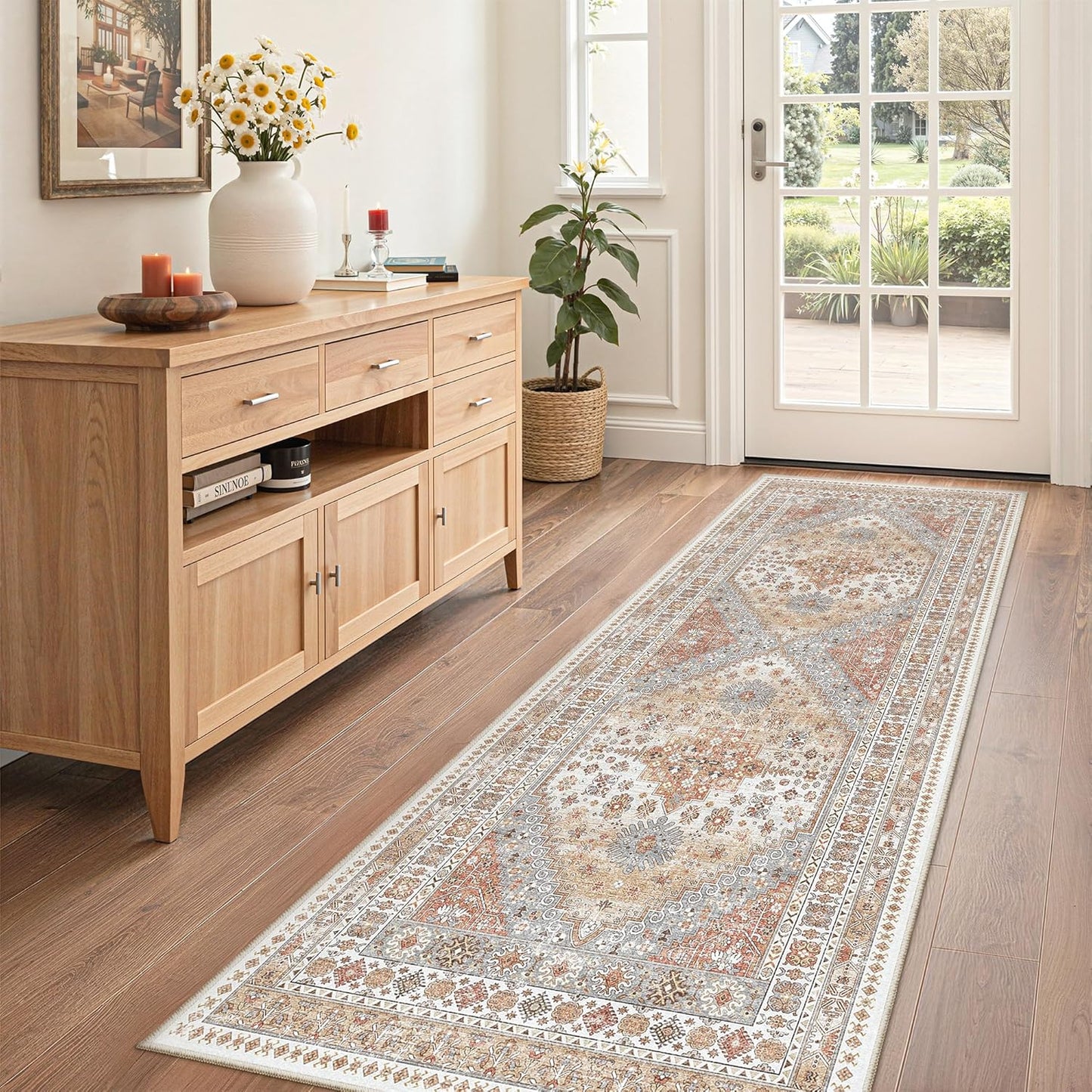 Alfombra pasillo 2x5ft resistente lavable vintage