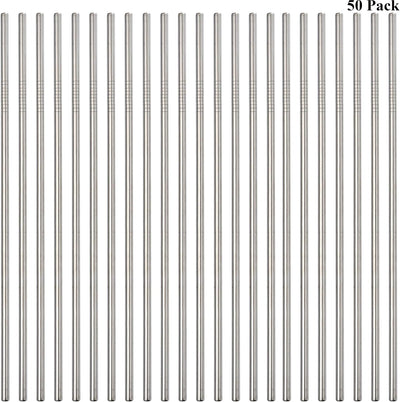 50 Popotes Acero Inox 10.5pulg Rectos para Vasos 30oz