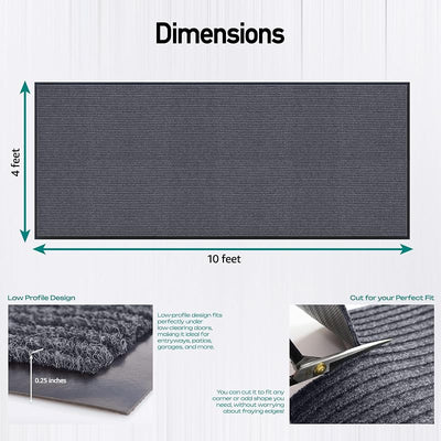 Tapete entrada comercial goma resistente 4x10pies gris