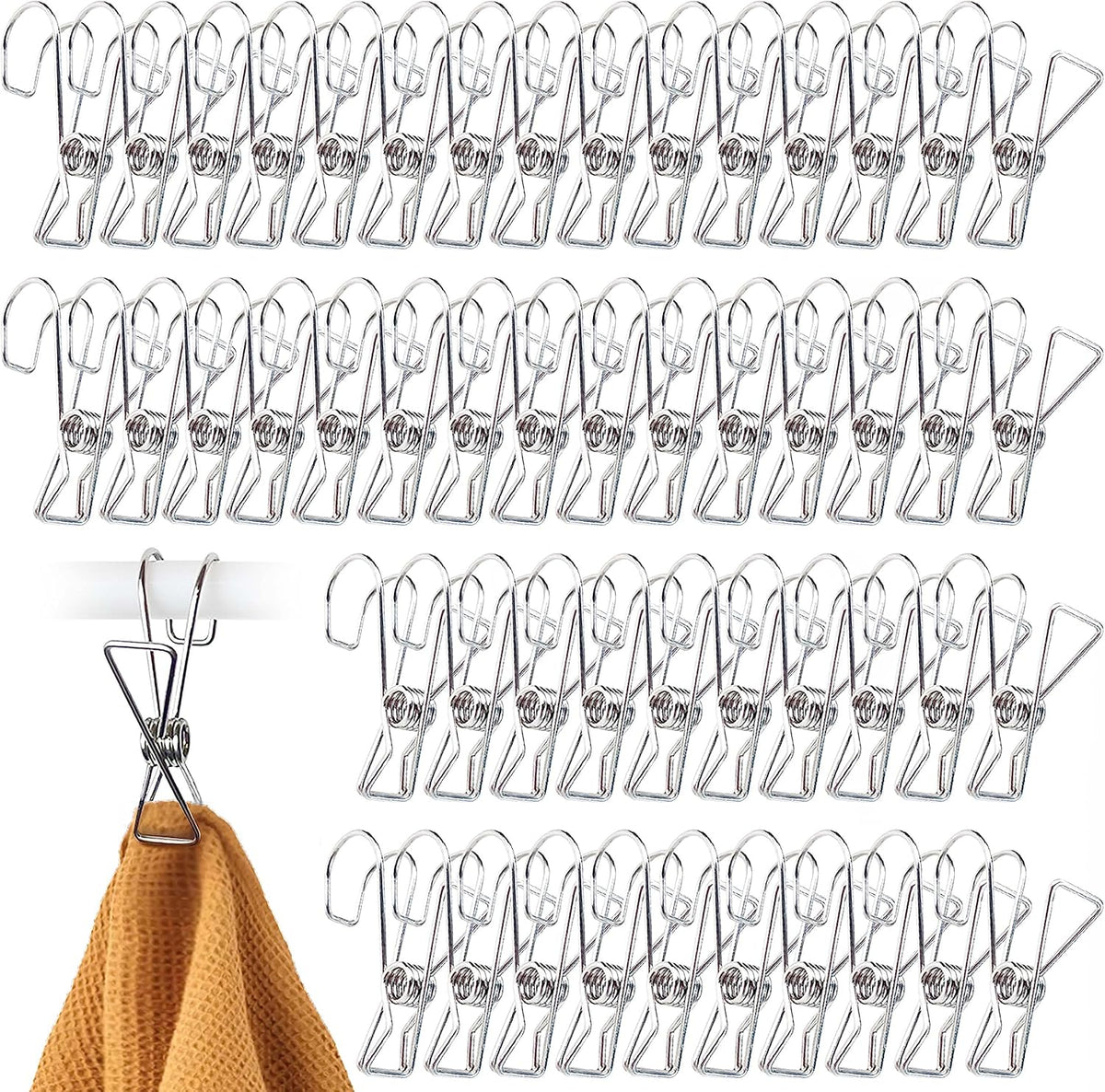 50 Clips Gancho Acero Inox 304 para Exhibiciones y Toallas