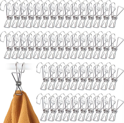 50 Clips Gancho Acero Inox 304 para Exhibiciones y Toallas