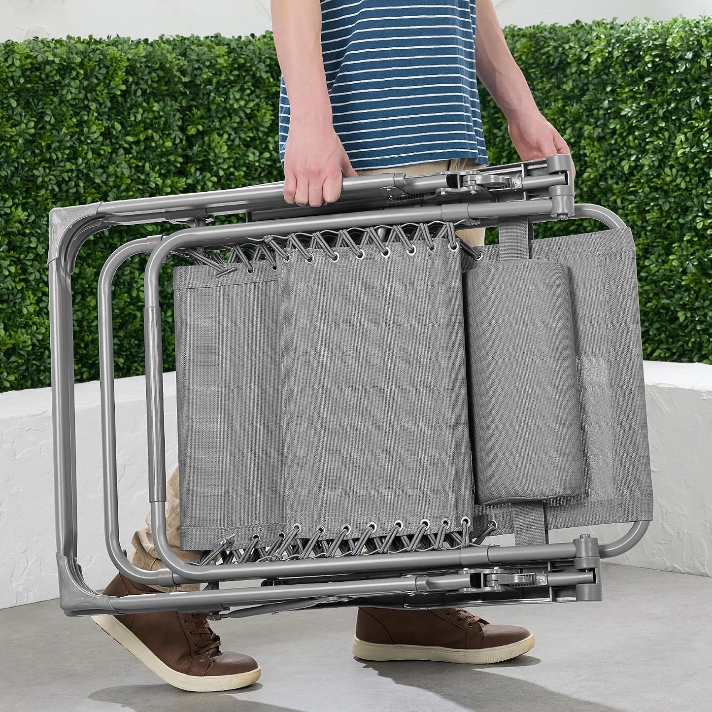 Silla ajustable gravedad cero reclinable plegable gris