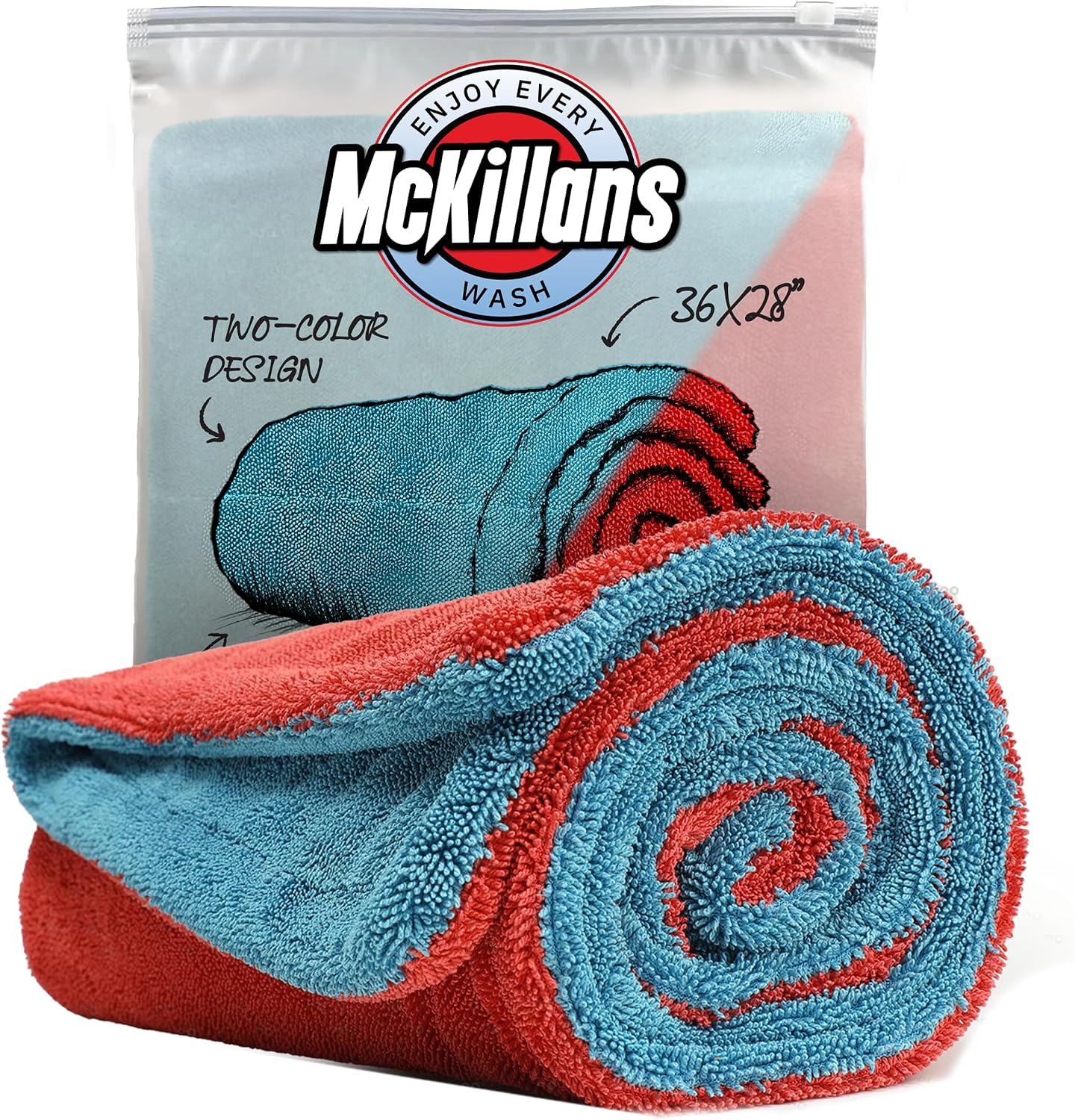 Toalla microfibra doble color XL 36x28" para autos