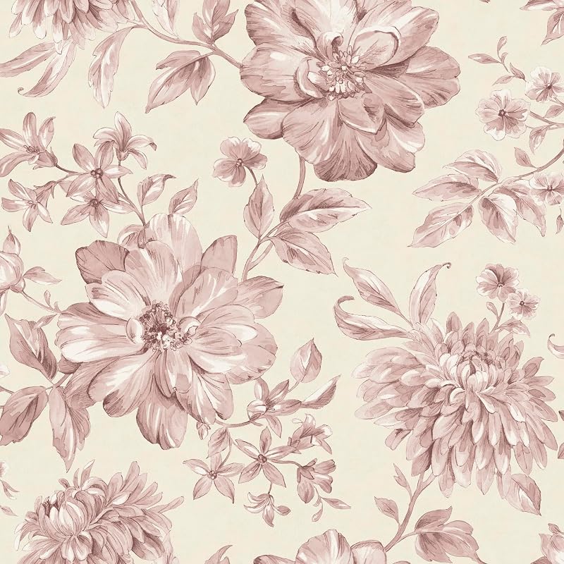 Rollo papel pintado floral color rosa