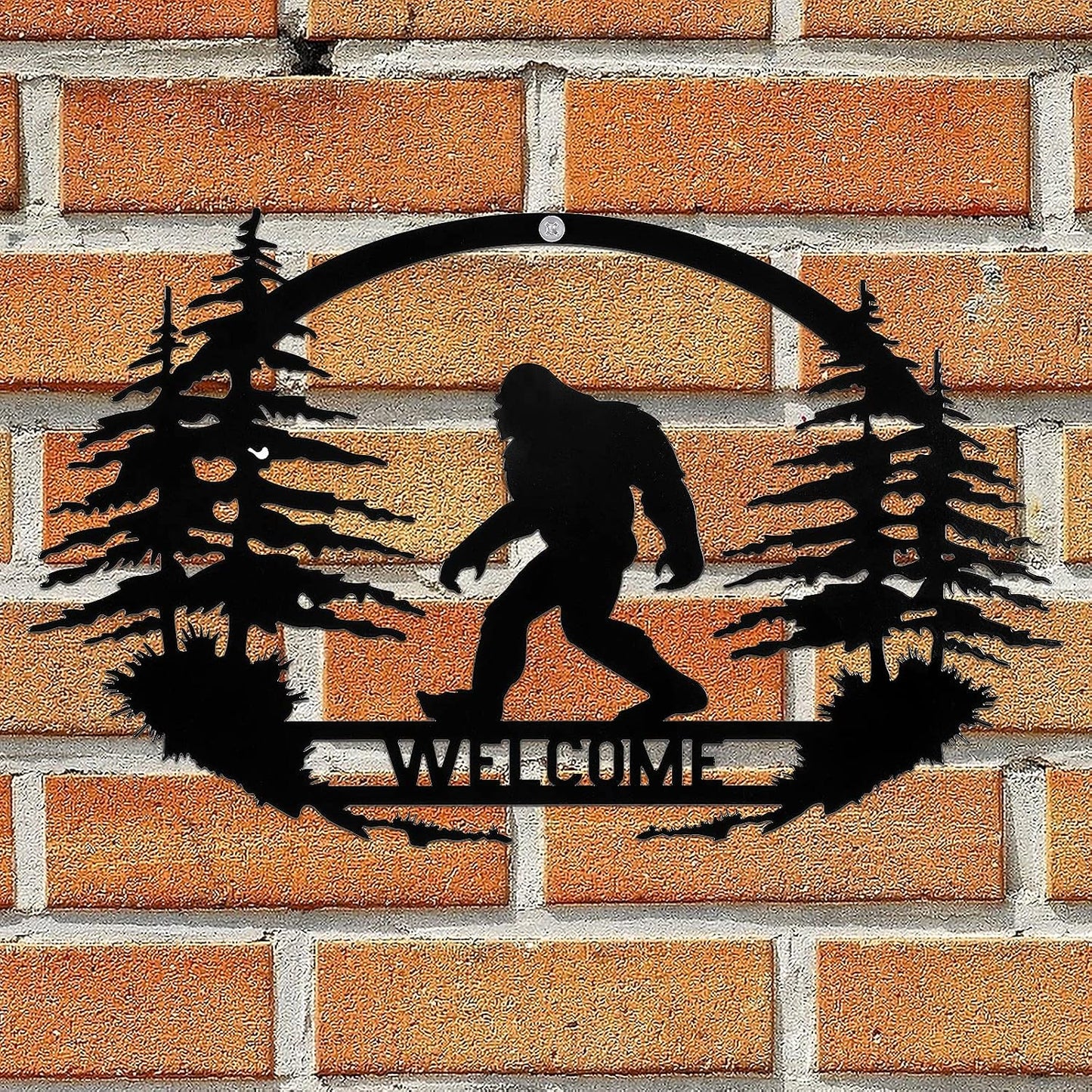 Letrero metal Welcome Sasquatch para interiores y exteriores