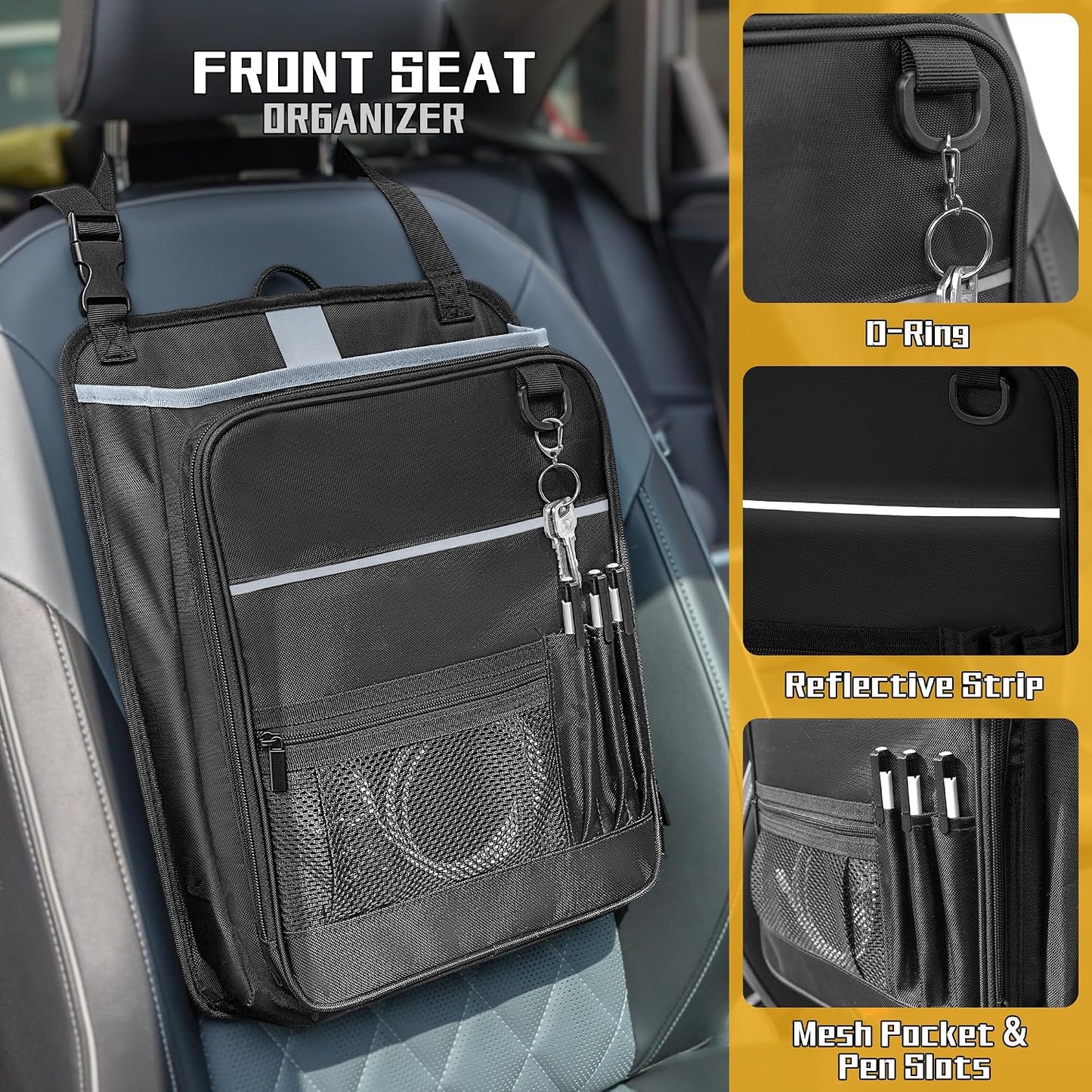 Organiz. asiento delantero con bolsillo archivos 15.6pulg negro