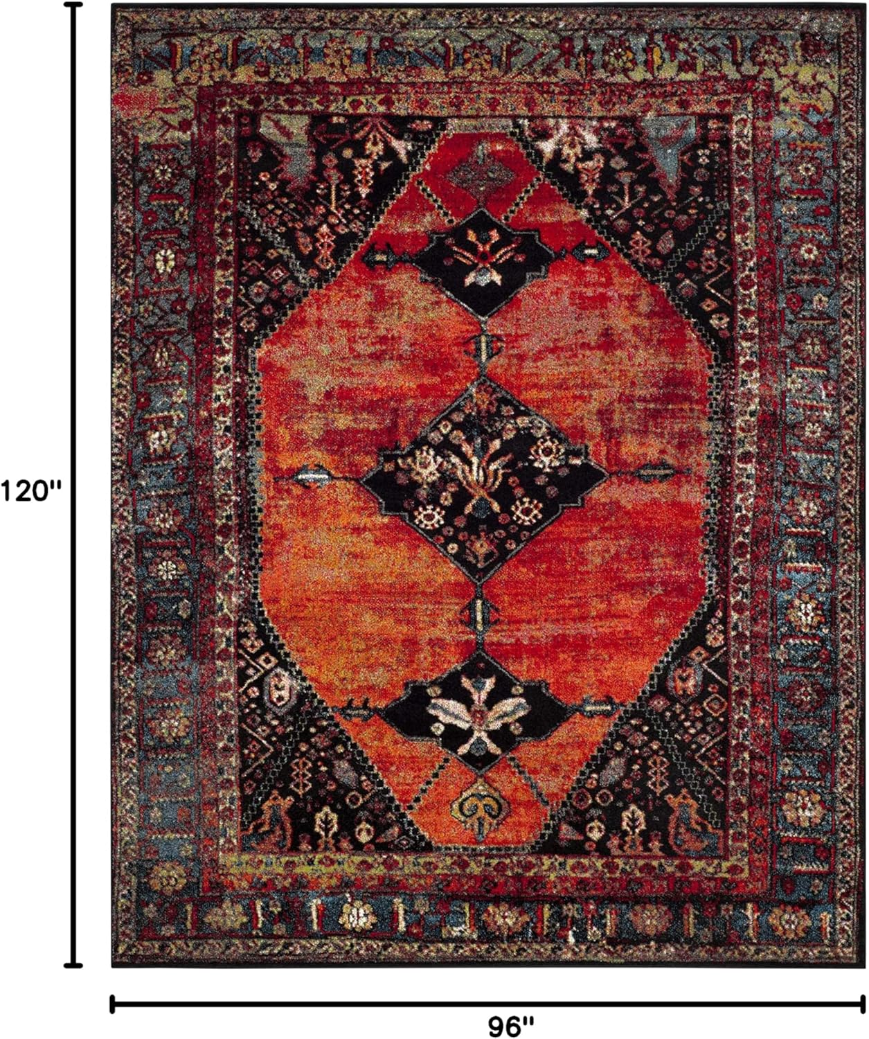 Alfombra sala 8x10pulg naranja diseño persa tradicional
