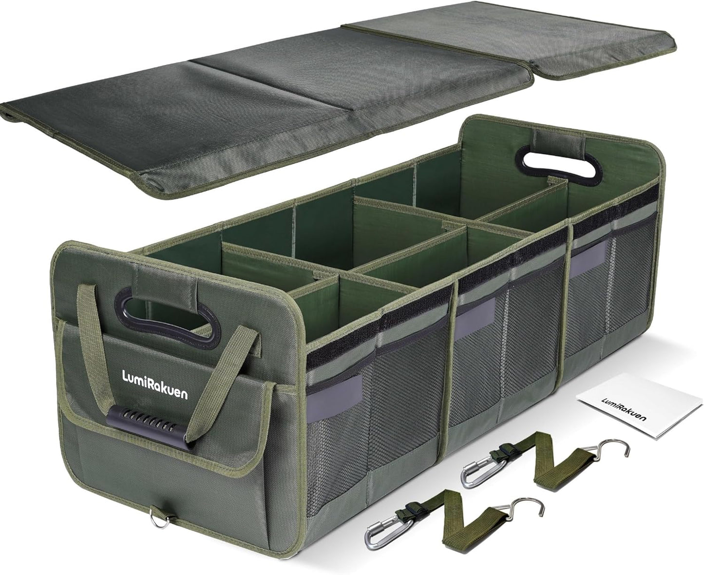 Organiz. maletero resistente con tapa SUV camión 1680D verde