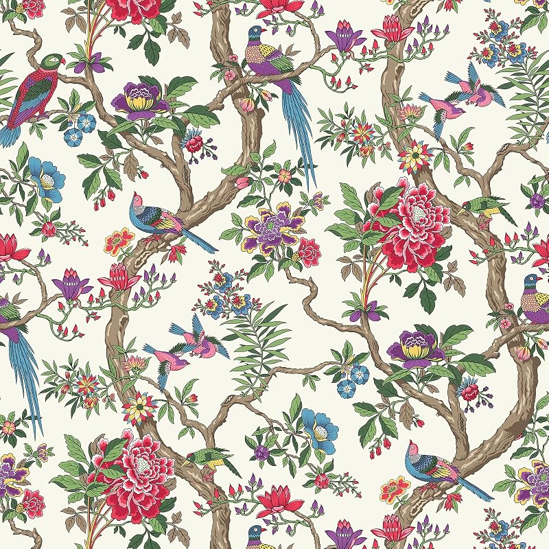 Papel tapiz floral rosa autoadhesivo 17.7x354"