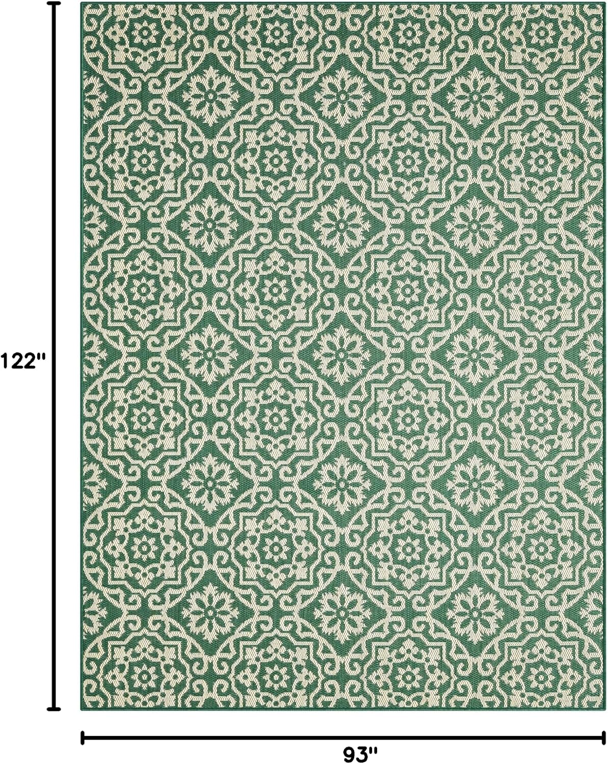 Alfombra área geométrica transicional 7'9x10'2 verde/beige