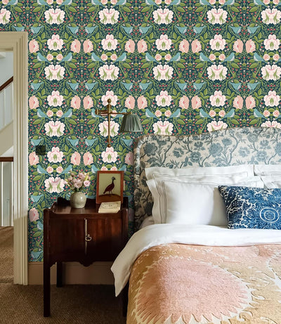 Papel tapiz floral extraíble 17.3x9.8pulg para baño dormitorio