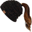 Gorro punto confeti acanalado con cola adulto