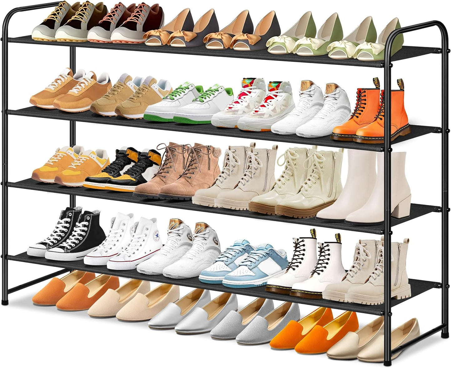 Organiz. 4 niveles armario zapatero apilable 30 pares negro