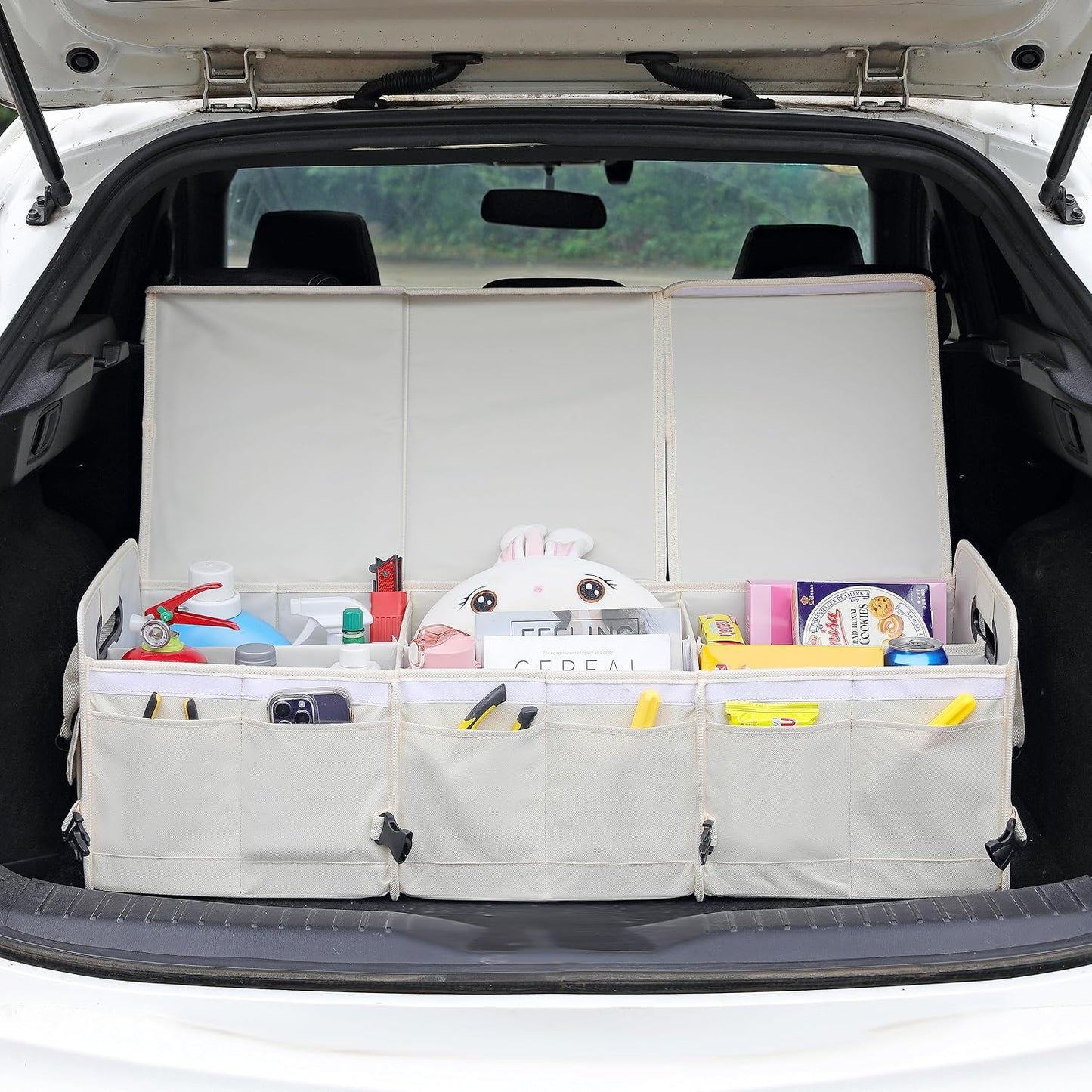 Organiz. maletero SUV camión sedán tapa plegable beige