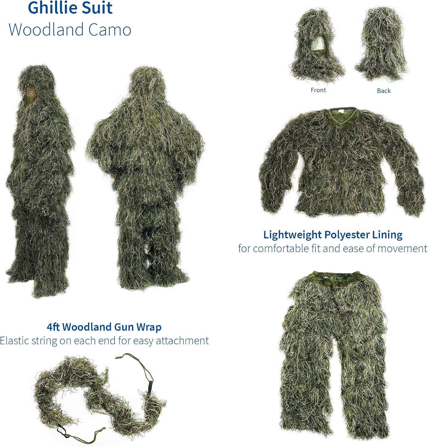 Traje camuflaje bosque 4 Pzas Ghillie