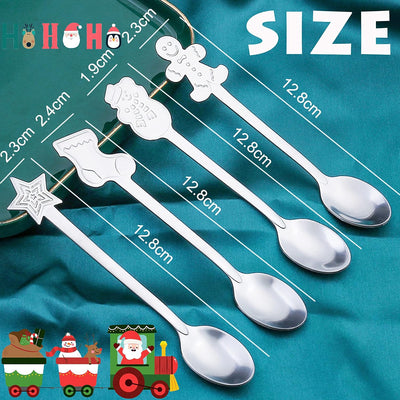 Set 16 cucharas acero inox navidad para café té postres