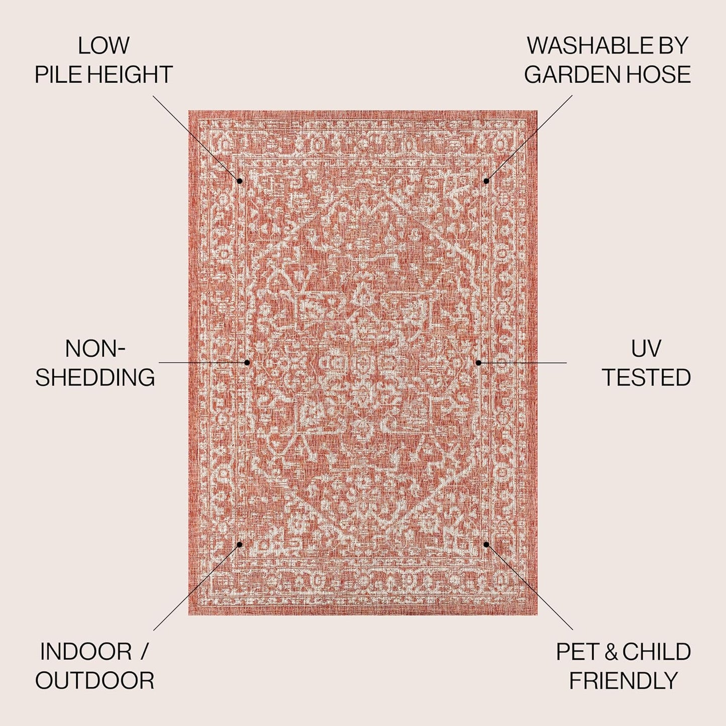 Alfombra Boho Medallion 4x6pulg Rojo/Taupe Texturizado