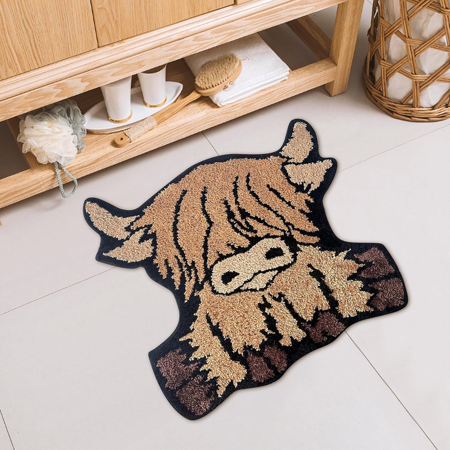 Alfombra baño occidental con estampado toro 24x24pulg