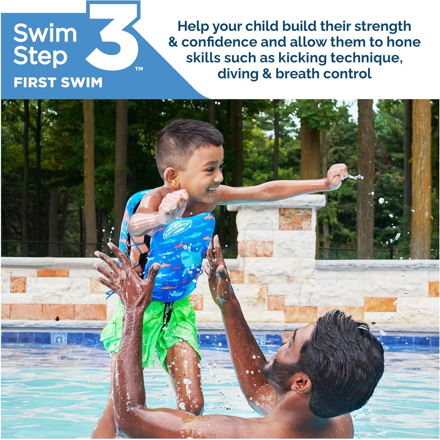 Chaleco natación ajustable para niños tiburón talla M