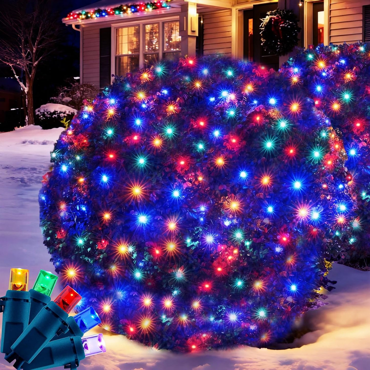 Red luces LED Navidad 6x6" conectables UL para arbustos