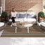 Alfombra rayada negra y caqui 5x7ft tejida a mano reversible