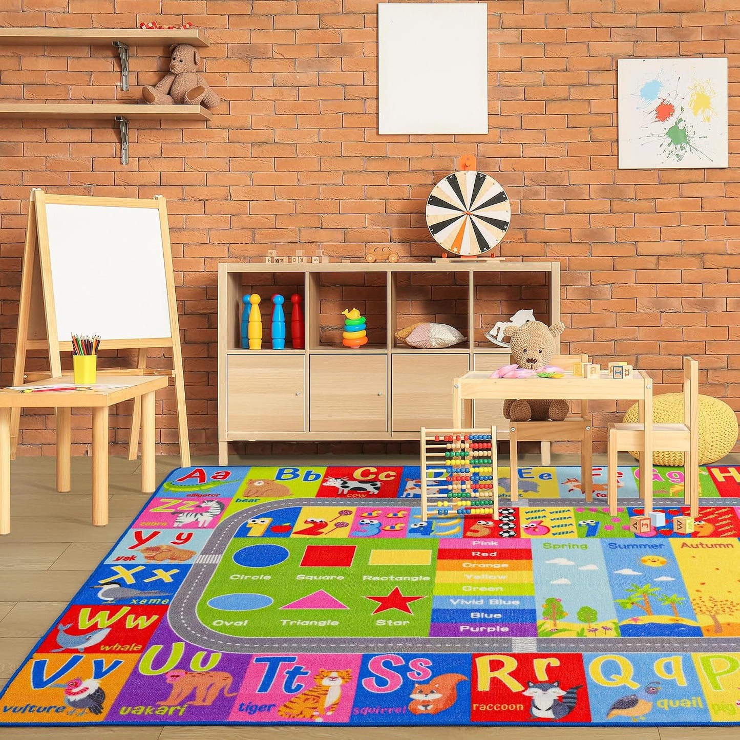 Alfombra educativa para niños 5x7ft con ABC y números