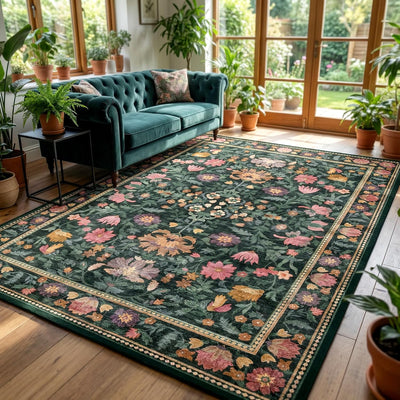 Alfombra vintage 6x9ft para sala dormitorio patrón flores