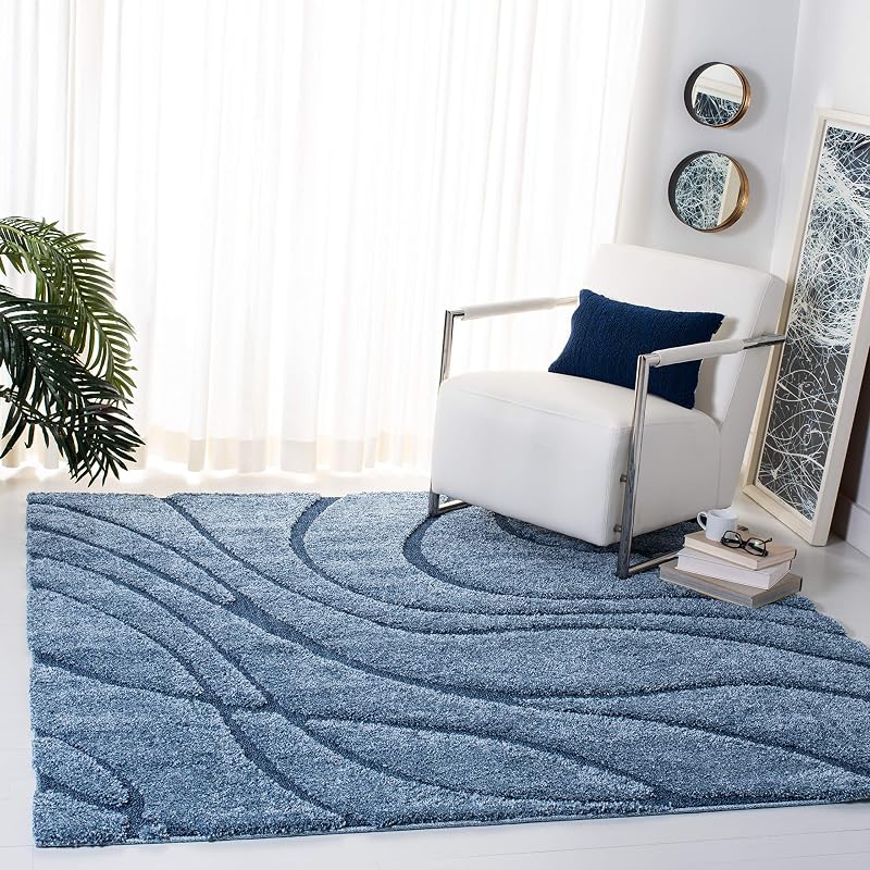 Alfombra área 8' cuadrada azul claro 1.2" grosor
