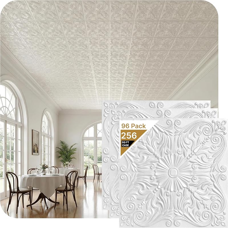 Azulejo techo espuma plateada 256pies2/caja pack 96 blanco