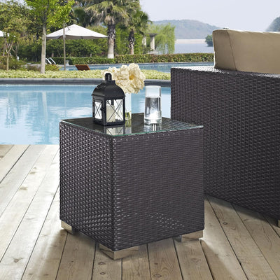 Mesa auxiliar mimbre patio color espresso