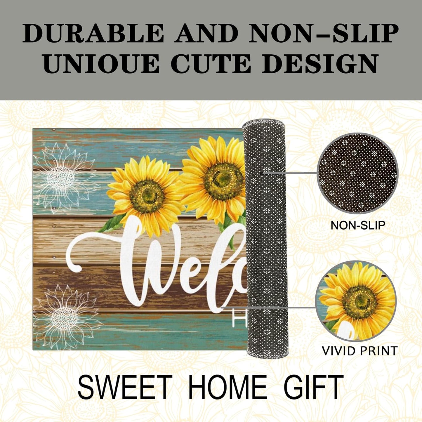 Felpudo verano girasoles puerta 17x29" antiderrap
