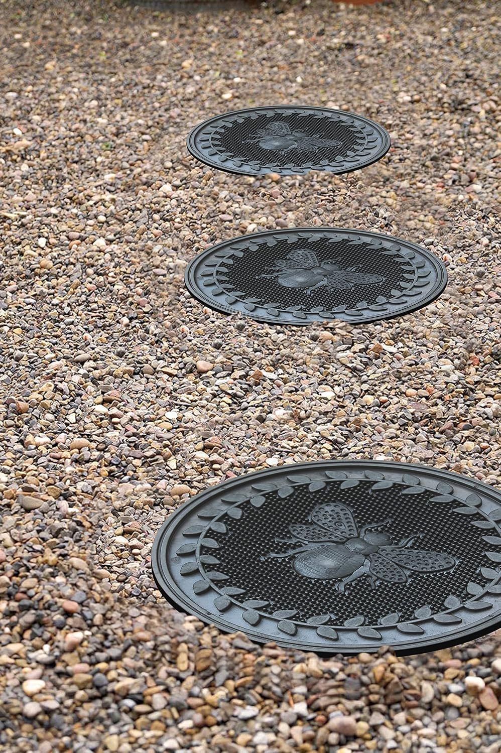 Alfombrilla piedra jardín 12x12pulg set 4 acabado a mano