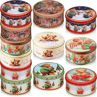 12 Latas Galletas Navidad con Tapas para Regalo