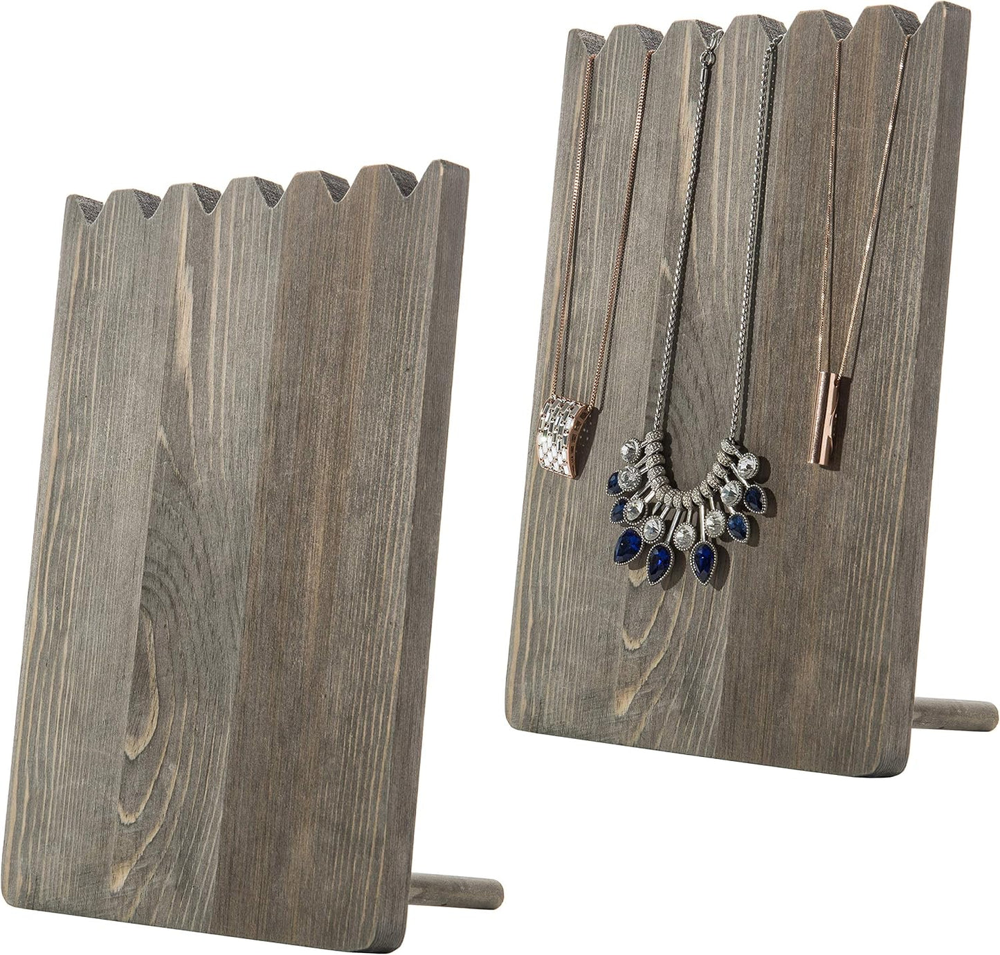 Soporte collar madera gris oscuro ajustable set 2