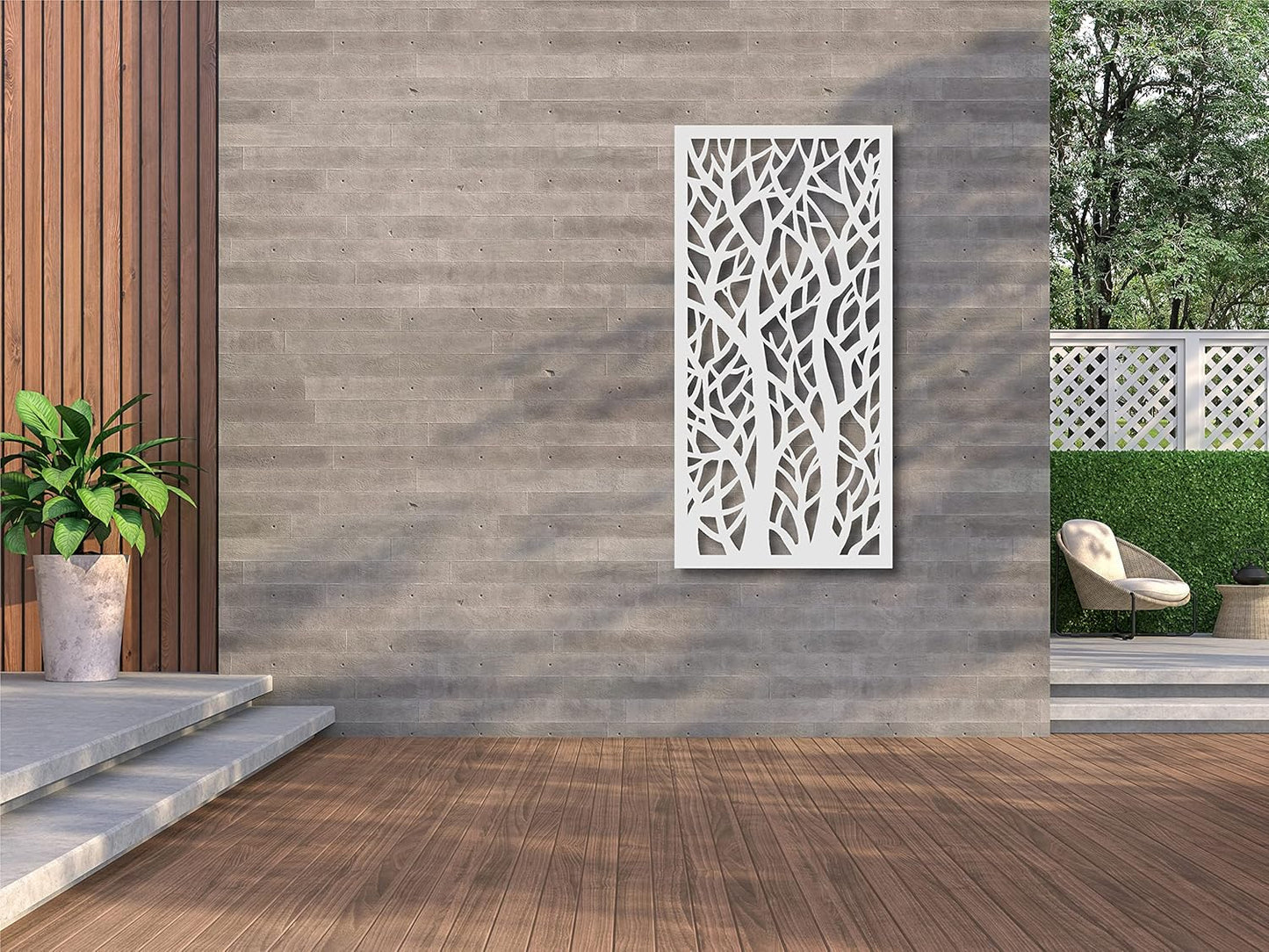 Panel decorativo pared 48x24pulg PVC blanco valla privada