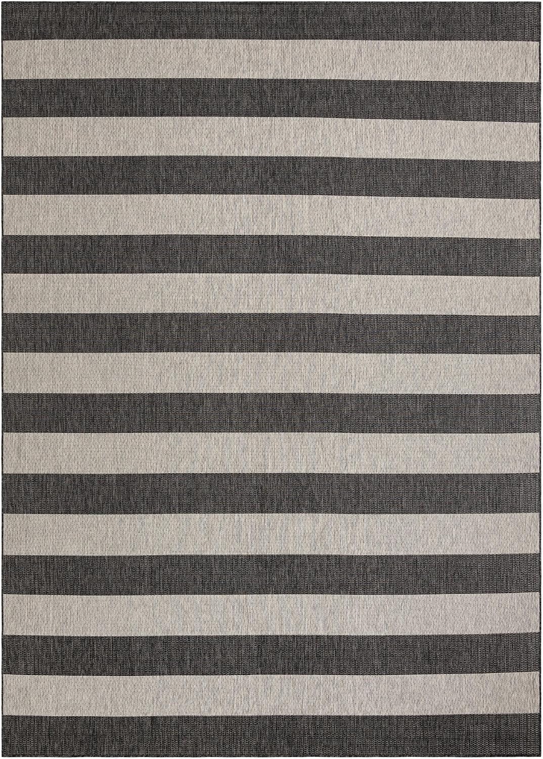 Alfombra rayas envejecida 10x14ft gris carbón/marfil