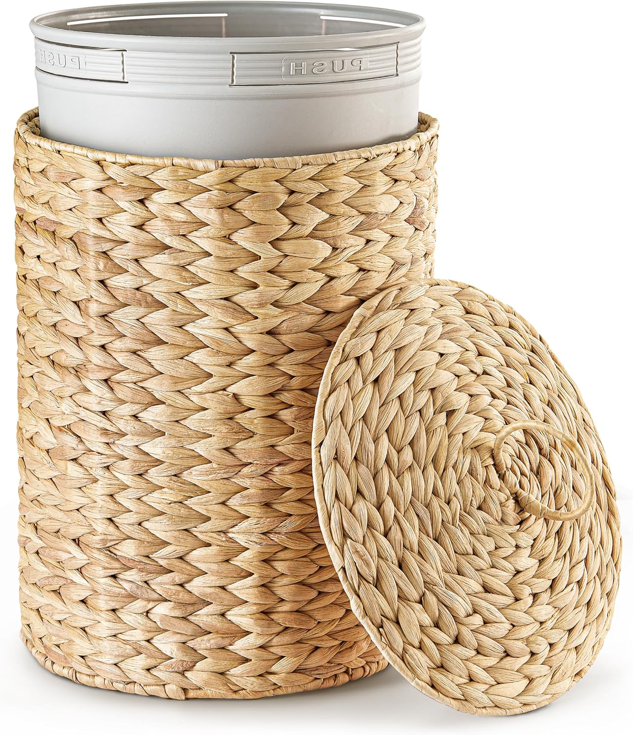Cubo basura mimbre 4.5gal con tapa plástico extraíble