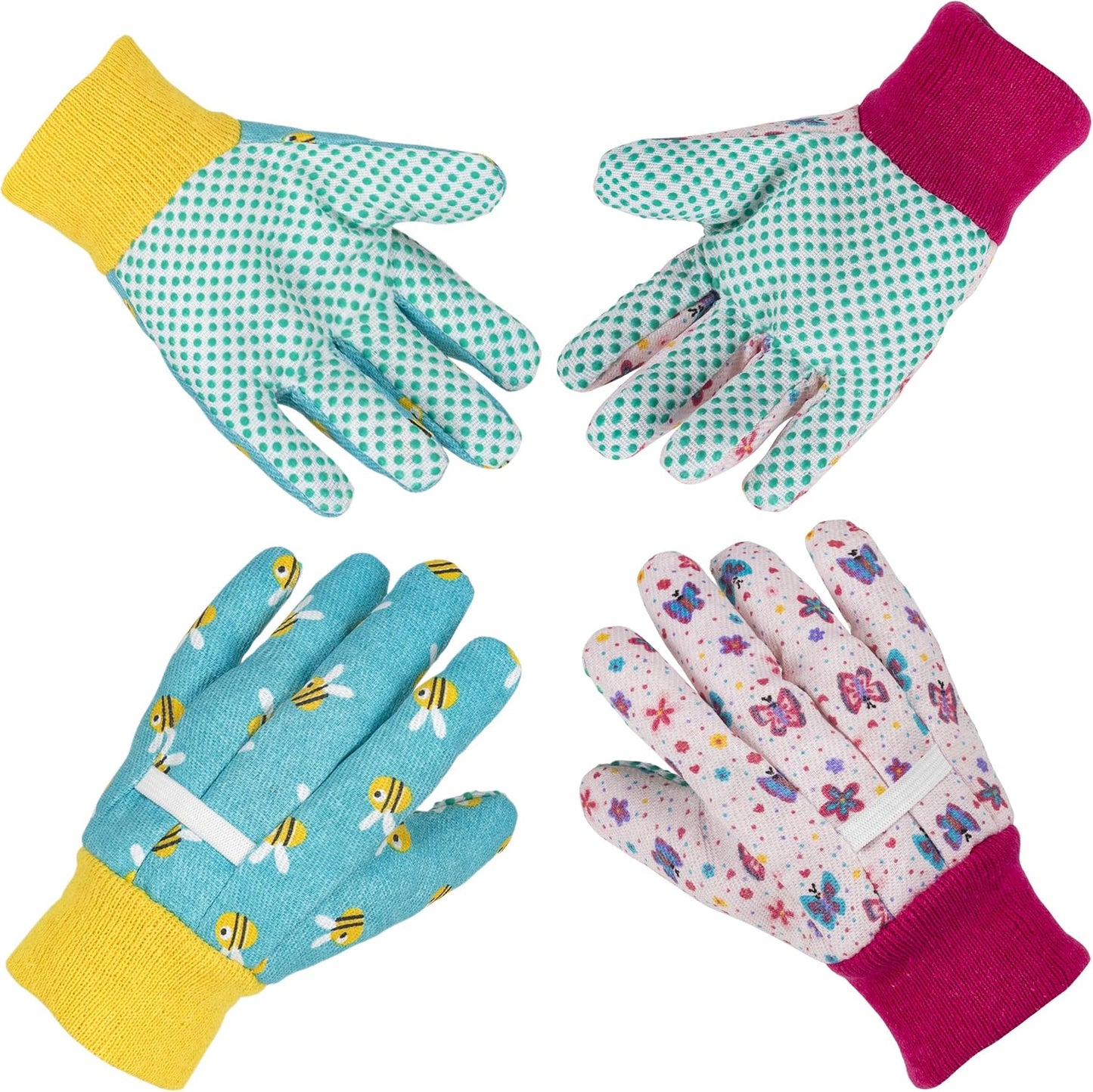 Guantes jardinería niños 3-6 años set 2 azul rosa