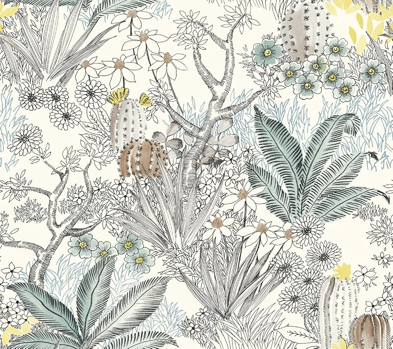 Papel pintado desierto floración negro