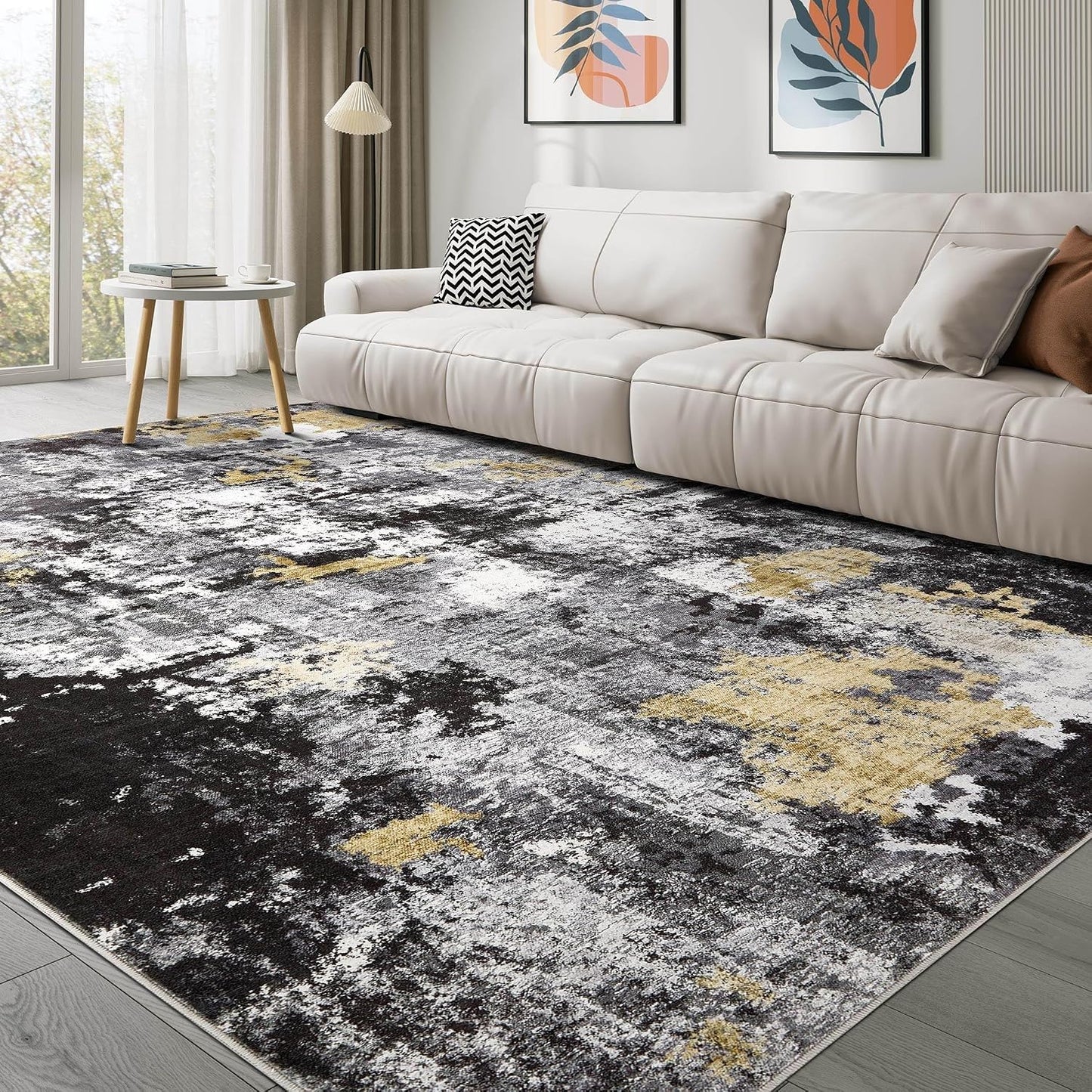 Alfombra 6x9pulg Moderna Abstracta Neutra para Sala
