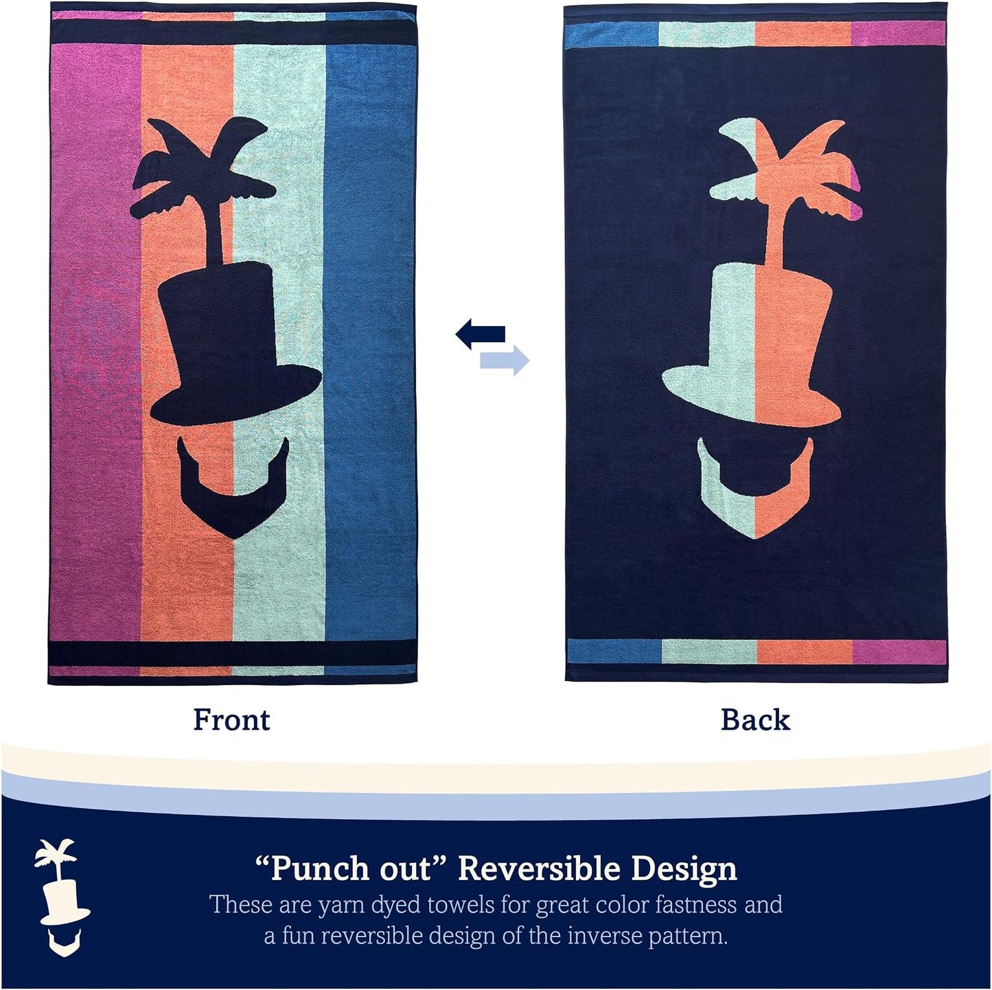 Toalla playa rizo reversible colores tropicales 70x40