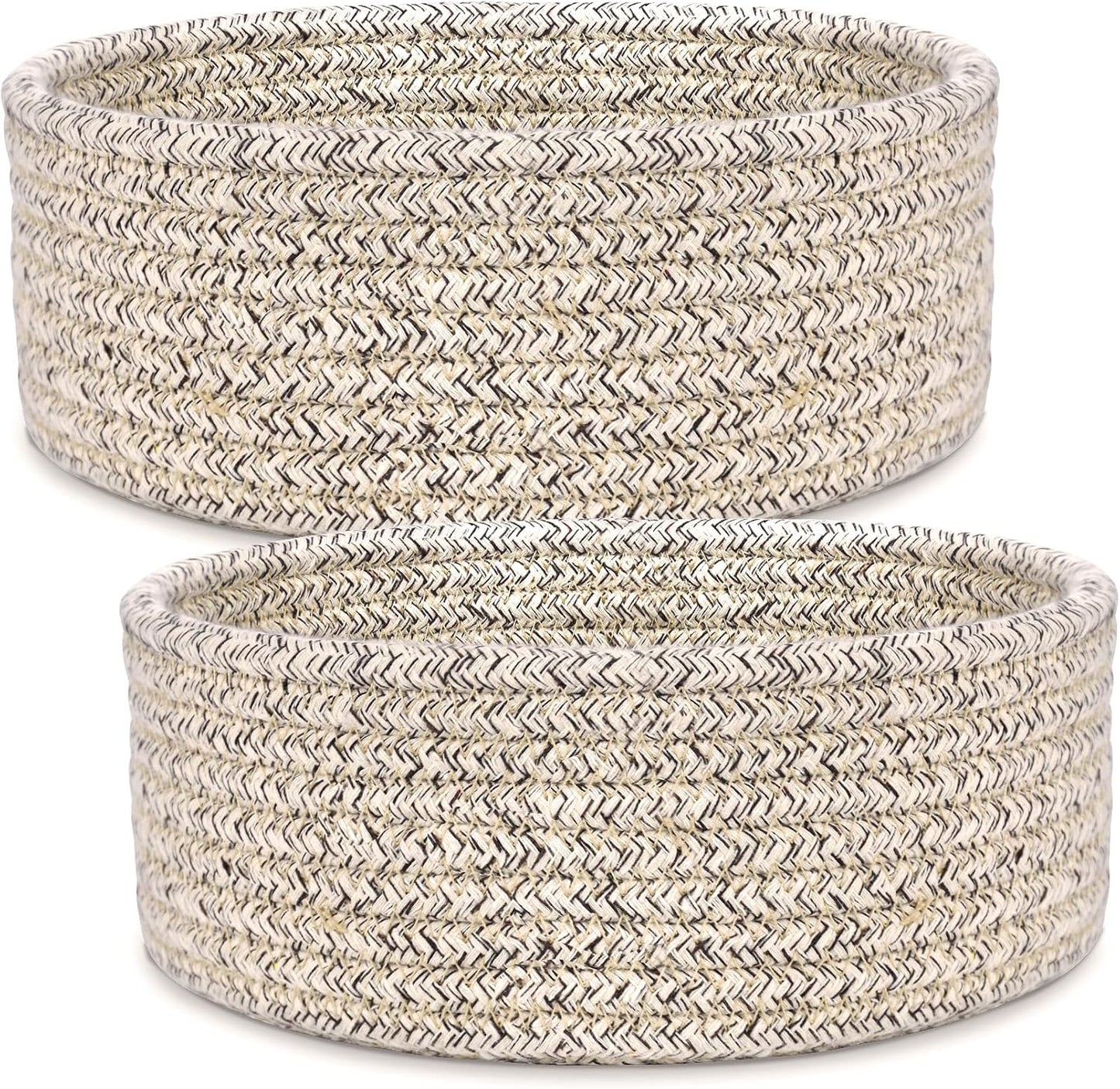 2 Cestas Bohemia Almacenamiento Tejida Algodón