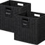 2 Cestas Mimbre 12x12" Plegables con Asa y Etiqueta