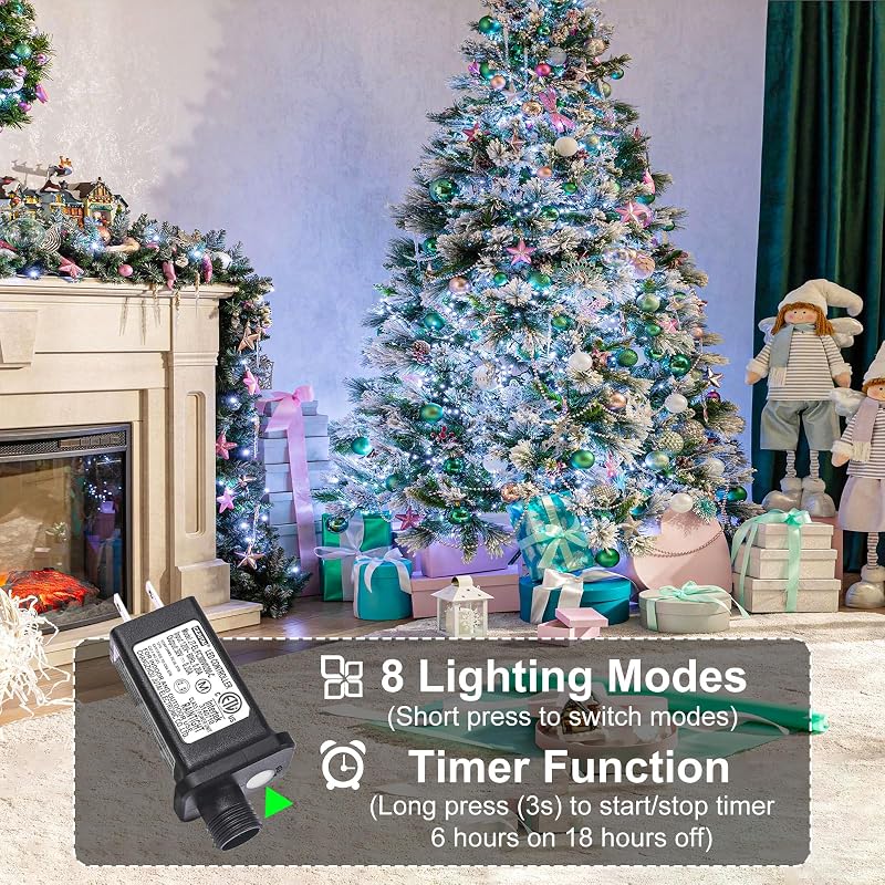 Guirnalda luces Navidad 262 ft 800LED enchufables 8 modos