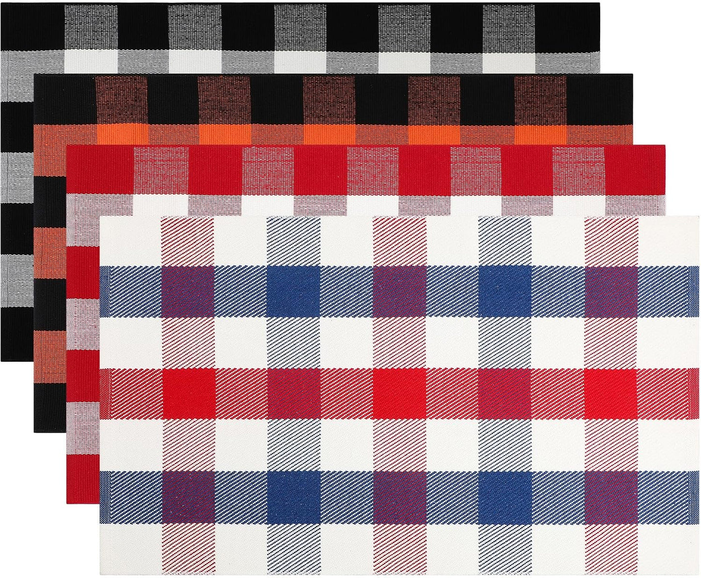 4 Tapetes Lana Cuadriculada 27.5x43pulg Interiores